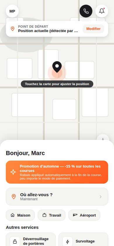 Écran d'accueil de l'application Coop de l'Est 2.0